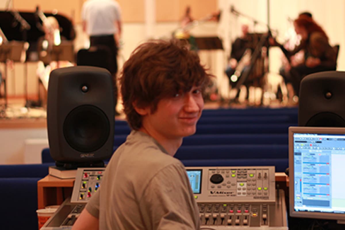 Student using sound mixer