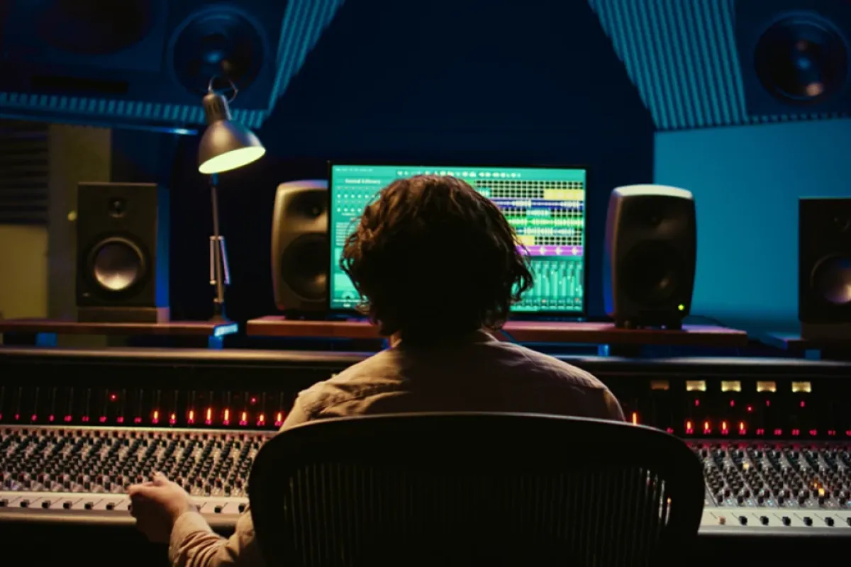 Student using sound mixer